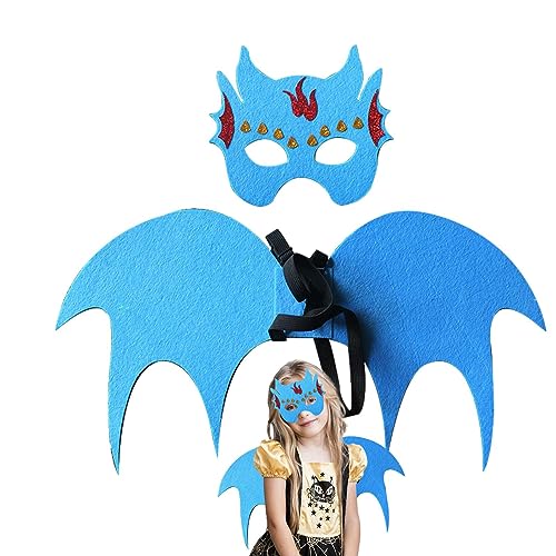 ZONEWD Cartoon-Drachen-Maskenflügel-Set, cooles Halloween-Cosplay-Drachen-Kostü , Flügel-Maske, bequemes und cooles Dinosaurier-Flügel-Masken-Set für Ostern, Maskerade, Karneval von ZONEWD