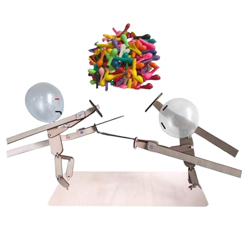 ZONEWD Fechtpuppen Holz Lustig Ballon Mann Kampfspiel, Whack A Balloon Partyspiele Für 2 Spieler, Wooden Fencing Puppets Bots Kampfspiel Für Kinder Erwachsene von ZONEWD