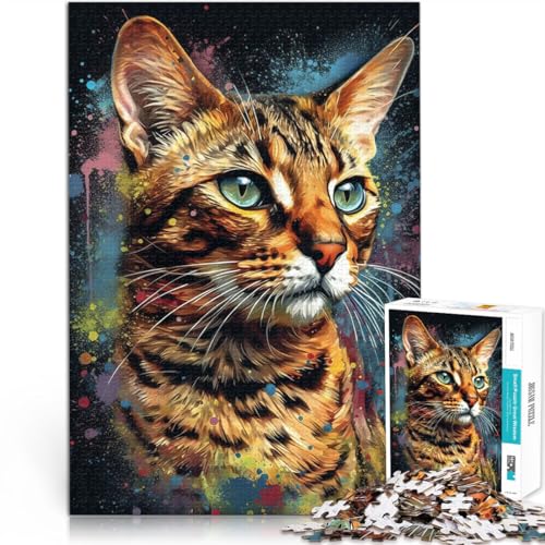 1000-Teile-Puzzle für Erwachsene Bengalkatzen-Gemälde Aus Holz ab 14 Jahren Denksportaufgabe Familienspiele Weihnachten Geburtstagsgeschenke。Größe:50x75cm/19.6x29.5Zoll 1000-Teile-Puzzle für Erwachsene Bengalkatzen-Gemälde Aus Holz ab 14 Jahren Denksportaufgabe Familienspiele Weihnachten Geburtstagsgeschenke。Größe:50x75cm/19.6x29.5Zoll von ZONGJX