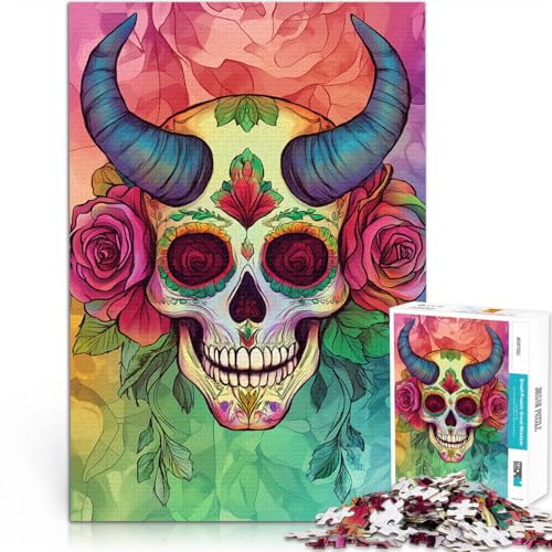 1000-Teile-Puzzle für Erwachsene Bunte Totenkopfkunst Aus Karton ab 14 Jahren Spielzeug-Wanddekoration Geburtstags- und einzigartige Geschenke。Größe:38x52cm/14.9x20.4Zoll 1000-Teile-Puzzle für Erwachsene Bunte Totenkopfkunst Aus Karton ab 14 Jahren Spielzeug-Wanddekoration Geburtstags- und einzigartige Geschenke。Größe:38x52cm/14.9x20.4Zoll von ZONGJX