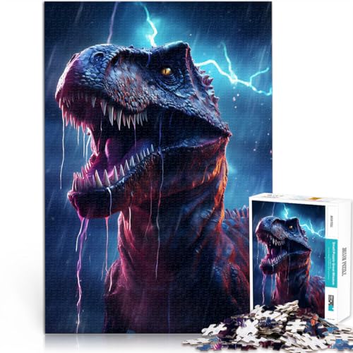 1000-Teile-Puzzle für Erwachsene Epischer Lightning T Rex Aus Karton ab 14 Jahren Herausforderndes Spiel Spiele Spielzeug Geschenk。Größe：38x52cm/14.9x20.4Zoll von ZONGJX