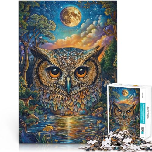 1000-Teile-Puzzle für Erwachsene Farbgemälde Eule Aus Karton ab 14 Jahren Lernspiel Verbesserung der Liebe zwischen Paaren。Größe：38x52cm/14.9x20.4Zoll von ZONGJX