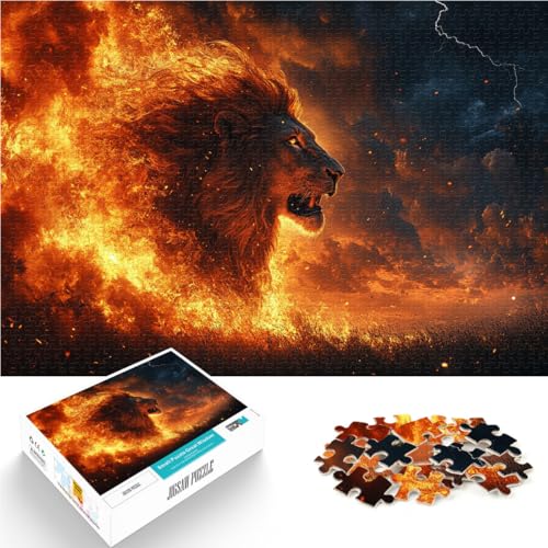 1000-Teile-Puzzle für Erwachsene Feuriger König der Löwen Aus Karton ab 14 Jahren lustige Spiele für Familien Schwierige Harte Geschenke für Frauen Männer。Größe：26x38cm/10.2x14.9Zoll von ZONGJX