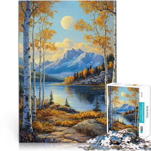 1000-Teile-Puzzle für Erwachsene Herbstlicher Bergsee Aus Holz ab 14 Jahren Spiel Wanddekoration Einzigartige Geschenke zum Geburtstag und zu Weihnachten。Größe：50x75cm/19.6x29.5Zoll von ZONGJX