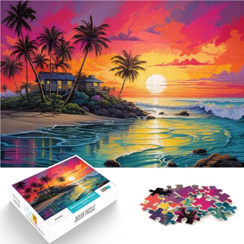 1000-Teile-Puzzle für Erwachsene Hütte am Meer Aus Holz ab 14 Jahren Familienspaß Es eignet ganze Familie。Größe：50x75cm/19.6x29.5Zoll von ZONGJX