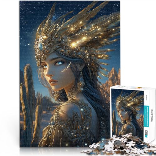 1000-Teile-Puzzle für Erwachsene Schöne indische Prinzessin Aus Holz ab 14 Jahren Praktisches Spiel Weihnachtsspiel Geschenke für Frauen。Größe：50x75cm/19.6x29.5Zoll von ZONGJX