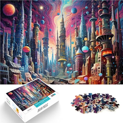 1000-Teile-Puzzle für Erwachsene Trippy City – Surreale Metropole Aus Karton ab 14 Jahren Lernspiele, Heimdekorationsspiel. Spiele Spielzeug Geschenk。Größe：38x52cm/14.9x20.4Zoll von ZONGJX
