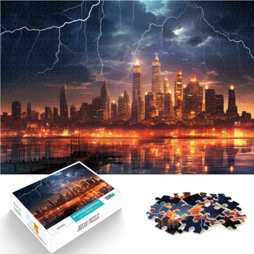 1000-Teile-Puzzle für Erwachsene und Jugendliche Skyline von Lightning City Aus Karton ab 14 Jahren Intellektuelles Spielzeugspiel Lernspiel zum Geburtstag und Weihnachten。Größe:26x38cm/10.2x14.9Zoll 1000-Teile-Puzzle für Erwachsene und Jugendliche Skyline von Lightning City Aus Karton ab 14 Jahren Intellektuelles Spielzeugspiel Lernspiel zum Geburtstag und Weihnachten。Größe:26x38cm/10.2x14.9Zoll von ZONGJX