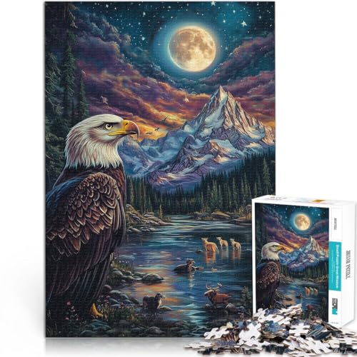 1000-Teile-Puzzle für Teenager Farbmalerei Adler Aus Holz ab 14 Jahren Intellektuelles Spiel Geschenk zum Geburtstag。Größe：50x75cm/19.6x29.5Zoll von ZONGJX