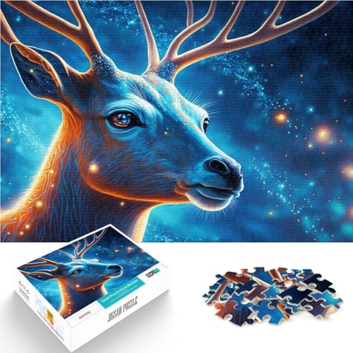 1000-Teile-Puzzle für Teenager Kosmischer Weltraumhirsch Aus Karton für 14+ Herausforderndes Spielzeug Es eignet ganze Familie。Größe：26x38cm/10.2x14.9Zoll von ZONGJX