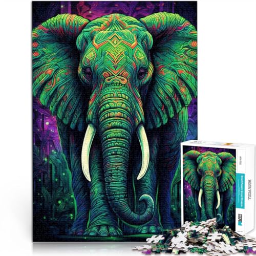 1000 Teile für Geschenke für Erwachsene Ästhetischer Neonelefant Aus Karton für 14+ Herausforderndes Spiel Tolles Geschenk zum Spielen。Größe：26x38cm/10.2x14.9Zoll von ZONGJX