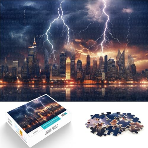 1000 Teile für Geschenke für Erwachsene Skyline von Lightning City Aus Karton für 14+ DIY-Lernspiele ganze Familie eignet。Größe:38x52cm/14.9x20.4Zoll 1000 Teile für Geschenke für Erwachsene Skyline von Lightning City Aus Karton für 14+ DIY-Lernspiele ganze Familie eignet。Größe:38x52cm/14.9x20.4Zoll von ZONGJX