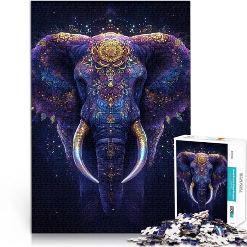 1000-teilige Puzzles für Erwachsene und Jugendliche Elefantenkönig Kunst Aus Karton Geeignet für Kinder ab 14 Jahren Herausforderndes Spiel Spiele Spielzeug Geschenk。Größe：26x38cm/10.2x14.9Zoll von ZONGJX