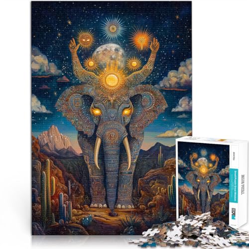 1000-teiliges Puzzle für Erwachsene Elefantentotem Aus Karton ab 14 Jahren Geschenke zur Heimdekoration Einzigartige Geburtstags Größe：26x38cm/10.2x14.9Zoll von ZONGJX