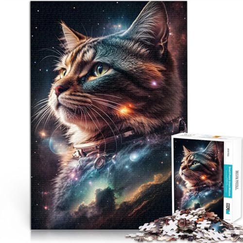 1000-teiliges Puzzle für Erwachsene Kosmische Weltraumkatze Aus Karton ab 14 Jahren Puzzle für Lernspiel zum Geburtstag und Weihnachten。Größe：38x52cm/14.9x20.4Zoll von ZONGJX