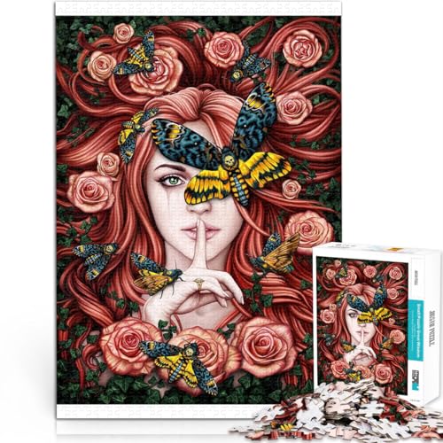 1000-teiliges Puzzle für Erwachsene Lady Moth mit Rosen Aus Karton ab 14 Jahren Familienaktivitäten Geburtstagsgeschenk。Größe:38x52cm/14.9x20.4Zoll 1000-teiliges Puzzle für Erwachsene Lady Moth mit Rosen Aus Karton ab 14 Jahren Familienaktivitäten Geburtstagsgeschenk。Größe:38x52cm/14.9x20.4Zoll von ZONGJX