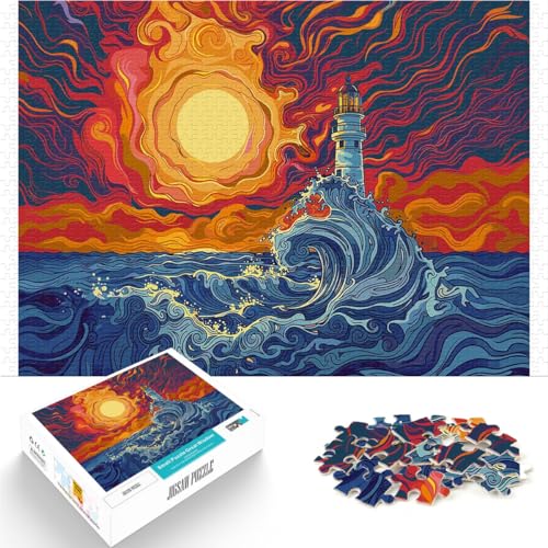 1000-teiliges Puzzle für Erwachsene Leuchtturm bei Sonnenuntergang Aus Karton ab 14 Jahren Für Paare geeignet Lustige Aktivitäten für zu Hause, Geburtstagsgeschenk, Reisegeschenke。Größe：38x52cm von ZONGJX