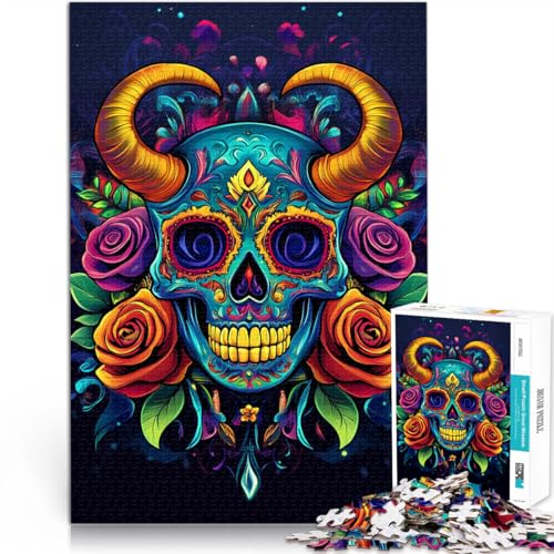 Präzisionsgeschnittenes 1000-teiliges Puzzle Bunte Totenkopfkunst Aus Karton ab 14 Jahren Heimdekoration Schenkung von Kunstwerken。Größe:26x38cm/10.2x14.9Zoll Präzisionsgeschnittenes 1000-teiliges Puzzle Bunte Totenkopfkunst Aus Karton ab 14 Jahren Heimdekoration Schenkung von Kunstwerken。Größe:26x38cm/10.2x14.9Zoll von ZONGJX