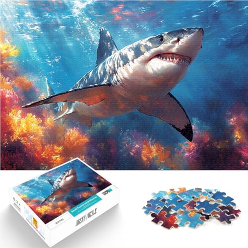 Präzisionsgeschnittenes 1000-teiliges Puzzle Gemälde eines Weißen Hais Aus Karton ab 14 Jahren Puzzle für Lernspiel zum Geburtstag und Weihnachten。Größe:26x38cm/10.2x14.9Zoll Präzisionsgeschnittenes 1000-teiliges Puzzle Gemälde eines Weißen Hais Aus Karton ab 14 Jahren Puzzle für Lernspiel zum Geburtstag und Weihnachten。Größe:26x38cm/10.2x14.9Zoll von ZONGJX