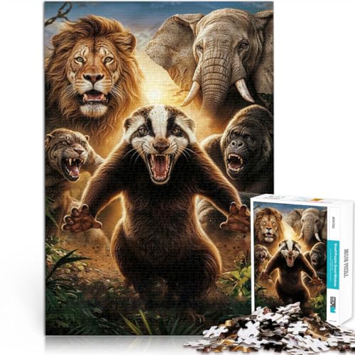 Puzzle 1000 Teile für Erwachsene Don't F with Honey Badger Aus Karton Geeignet für Kinder ab 14 Jahren Anti-Stress-Spielzeug Tolle Geschenke und Spielzeuge。Größe：26x38cm/10.2x14.9Zoll von ZONGJX