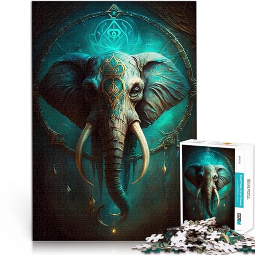 Puzzle 1000 Teile für Erwachsene Elefanten-Fantasie Aus Holz ab 14 Jahren Heimdekorationsspiel Gutes Geschenk。Größe：50x75cm/19.6x29.5Zoll von ZONGJX