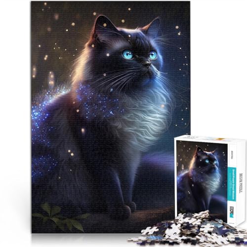 Puzzle 1000 Teile für Erwachsene Katze süß Aus Holz Geeignet für Kinder ab 14 Jahren Familienaktivitäten Geburtstagsgeschenk。Größe：50x75cm/19.6x29.5Zoll von ZONGJX