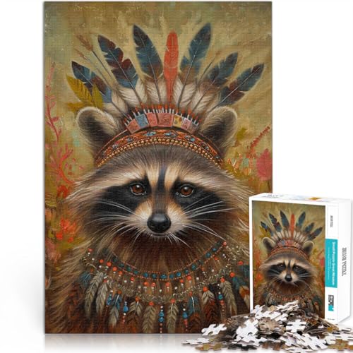 Puzzle für Erwachsene, 1000 Teile Amerikanischer Indianer-Waschbär Aus Karton für Kinder ab 14 Jahren Lernspiele für Erwachsene und Jugendliche Kunstwerk Geschenk。Größe:26x38cm/10.2x14.9Zoll Puzzle für Erwachsene, 1000 Teile Amerikanischer Indianer-Waschbär Aus Karton für Kinder ab 14 Jahren Lernspiele für Erwachsene und Jugendliche Kunstwerk Geschenk。Größe:26x38cm/10.2x14.9Zoll von ZONGJX