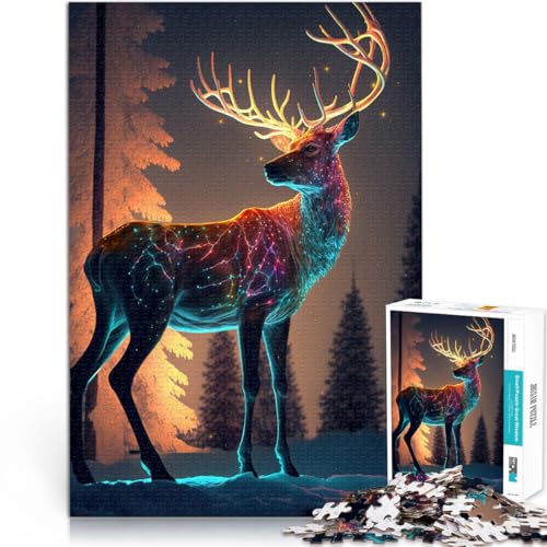 Puzzle für Erwachsene, 1000 Teile Elchtier Aus Karton ab 14 Jahren Dekomprimierendes intellektuelles Lernspielzeug tolles Geschenk。Größe：38x52cm/14.9x20.4Zoll von ZONGJX