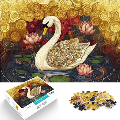 Puzzle für Erwachsene, 1000 Teile Original Schwan mit Lotus Aus Holz ab 14 Jahren Analyse und Logik Geburtstagsgeschenke。Größe：50x75cm/19.6x29.5Zoll von ZONGJX