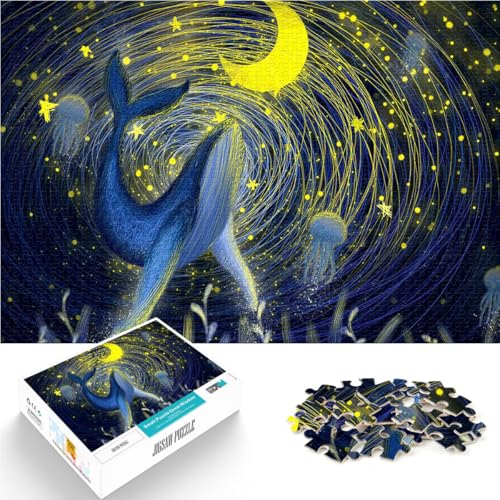 Puzzle für Erwachsene, 1000 Teile Unter dem Meeresmond Aus Holz ab 14 Jahren DIY-Spielzeug Einzigartige Geschenke zum Geburtstag und zu Weihnachten。Größe：50x75cm/19.6x29.5Zoll von ZONGJX