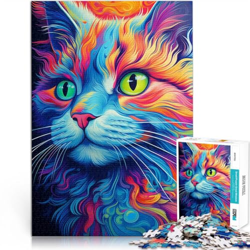 Puzzle für Erwachsene 1000 Teile Abstrakte Katze Aus Karton für Kinder ab 14 Jahren Lernspiel-Herausforderungsspielzeug Tolles Geschenk zum Spielen。Größe：38x52cm/14.9x20.4Zoll von ZONGJX