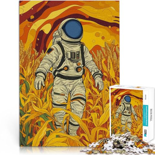 Puzzle für Erwachsene 1000 Teile Astronaut schwebt im Maisfeld Aus Karton für und ab 14 Jahren Stressabbau-Spielzeug Geburtstagsgeschenk。Größe：26x38cm/10.2x14.9Zoll von ZONGJX