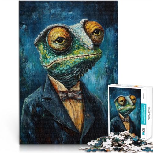 Puzzle für Erwachsene 1000 Teile Chamäleon im Anzug Gemälde Aus Holz für und ab 14 Jahren Intellektuelles Spiel Lustiges Geschenk für die ganze Familie。Größe:50x75cm/19.6x29.5Zoll Puzzle für Erwachsene 1000 Teile Chamäleon im Anzug Gemälde Aus Holz für und ab 14 Jahren Intellektuelles Spiel Lustiges Geschenk für die ganze Familie。Größe:50x75cm/19.6x29.5Zoll von ZONGJX