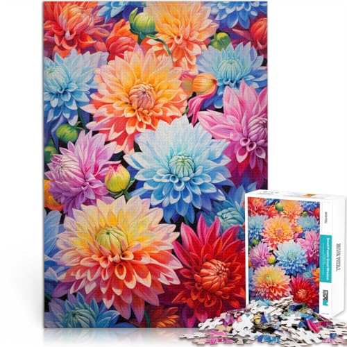 Puzzle für Erwachsene 1000 Teile Dahlien-Collage Aus Holz ab 14 Jahren Hands-on-Spiel Geschenke für Freunde und Familie。Größe：50x75cm/19.6x29.5Zoll von ZONGJX