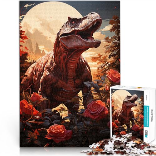 Puzzle für Erwachsene 1000 Teile Dinosaurier in Rosen Aus Karton ab 14 Jahren Spielzeug Lernspiele Antistress Schenkung von Kunstwerken。Größe：26x38cm/10.2x14.9Zoll von ZONGJX