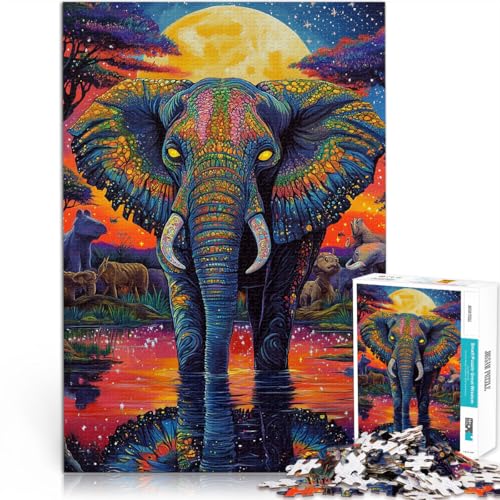 Puzzle für Erwachsene 1000 Teile Elefant, der König des Waldes Aus Karton für und ab 14 Jahren Lernspiele, Heimdekorationsspiel. Spiele Spielzeug Geschenk。Größe：26x38cm/10.2x14.9Zoll von ZONGJX