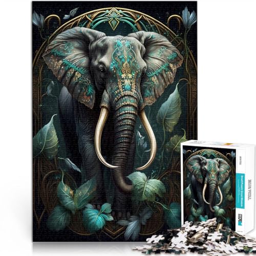 Puzzle für Erwachsene 1000 Teile Fantasiewelt Elefant Aus Karton für Kinder ab 14 Jahren Familienspiel für und EIN Kunstwerk。Größe：38x52cm/14.9x20.4Zoll von ZONGJX