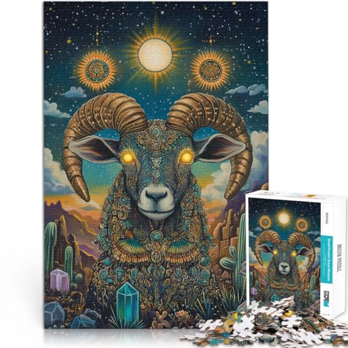 Puzzle für Erwachsene 1000 Teile Farbige Ziege Aus Holz ab 14 Jahren Heimdekorationsspiel Gutes Geschenk。Größe：50x75cm/19.6x29.5Zoll von ZONGJX
