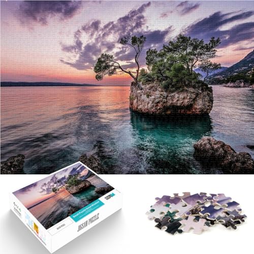 Puzzle für Erwachsene 1000 Teile Felsiger Meeresstrand Aus Holz Geeignet für Personen ab 14 Jahren Stressabbau-Spielzeug Geburtstagsgeschenk。Größe：50x75cm/19.6x29.5Zoll von ZONGJX