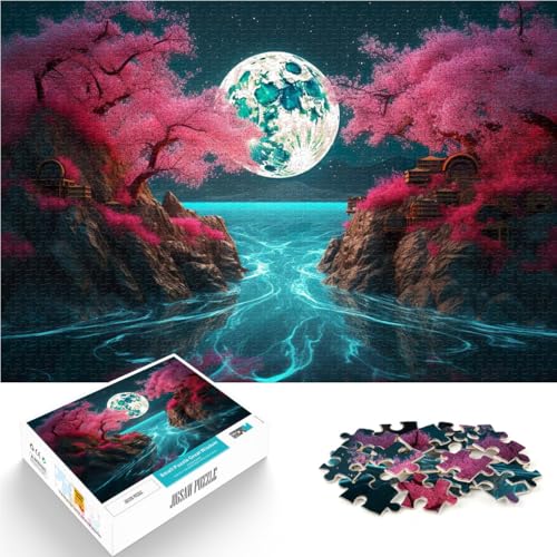Puzzle für Erwachsene 1000 Teile Japanisches Mondlicht in Asien Aus Karton Geeignet für Personen ab 14 Jahren Lernspiele Wichtelgeschenke。Größe：26x38cm/10.2x14.9Zoll von ZONGJX