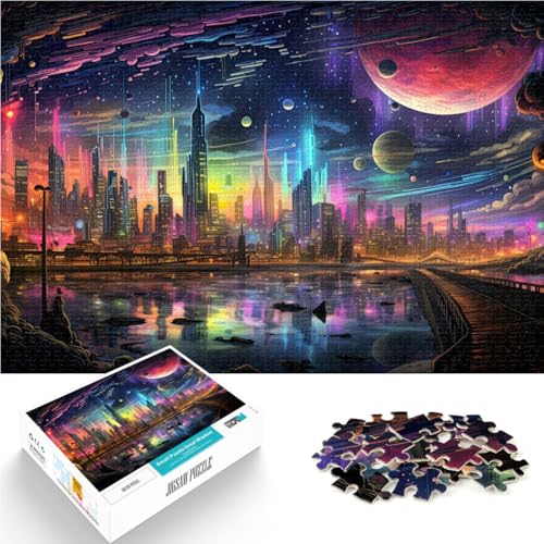 Puzzle für Erwachsene 1000 Teile Psychedelisches Stadtkunstwerk Aus Karton ab 14 Jahren Intellektuelles Dekompressions-Lernspielzeug Geburtstagsgeschenke。Größe：26x38cm/10.2x14.9Zoll von ZONGJX