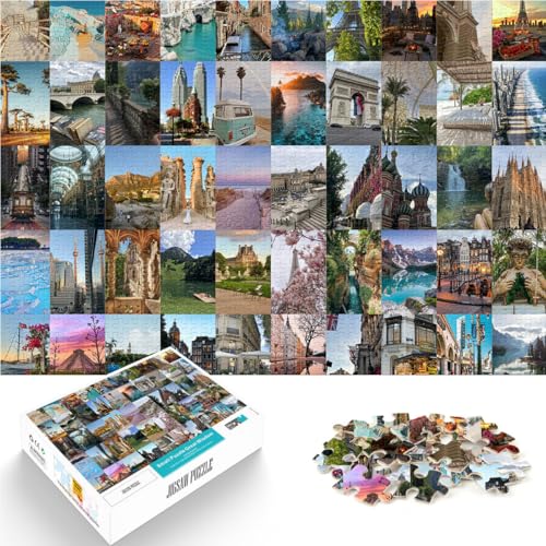Puzzle für Erwachsene 1000 Teile Reiseplakatcollage Aus Karton für und ab 14 Jahren Lernspiel für Familien Lernen pädagogisches Geschenk。Größe:26x38cm/10.2x14.9Zoll Puzzle für Erwachsene 1000 Teile Reiseplakatcollage Aus Karton für und ab 14 Jahren Lernspiel für Familien Lernen pädagogisches Geschenk。Größe:26x38cm/10.2x14.9Zoll von ZONGJX