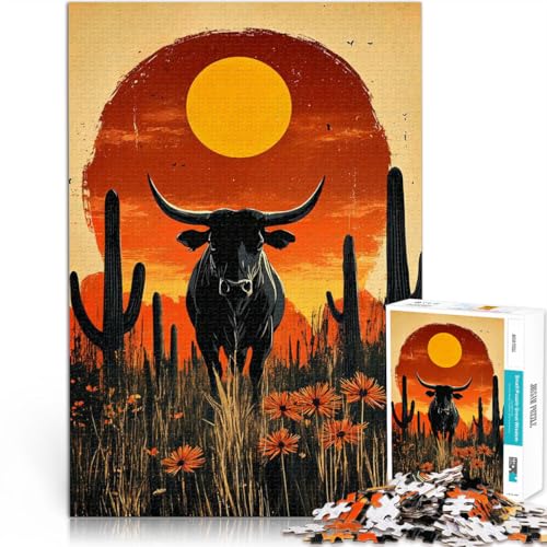 Puzzle für Erwachsene 1000 Teile Stier im Wüstensonnenuntergang Aus Holz für 14+ pädagogisches Lernen Tolles Geschenk。Größe:50x75cm/19.6x29.5Zoll Puzzle für Erwachsene 1000 Teile Stier im Wüstensonnenuntergang Aus Holz für 14+ pädagogisches Lernen Tolles Geschenk。Größe:50x75cm/19.6x29.5Zoll von ZONGJX