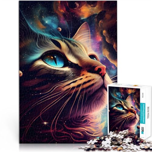 Puzzle für Erwachsene 1000 Teile Trippin on Whiskers Katze Aus Karton für und ab 14 Jahren Eltern-Kind-Interaktion Interessante Geschenke zur Stressreduzierung。Größe：26x38cm/10.2x14.9Zoll von ZONGJX