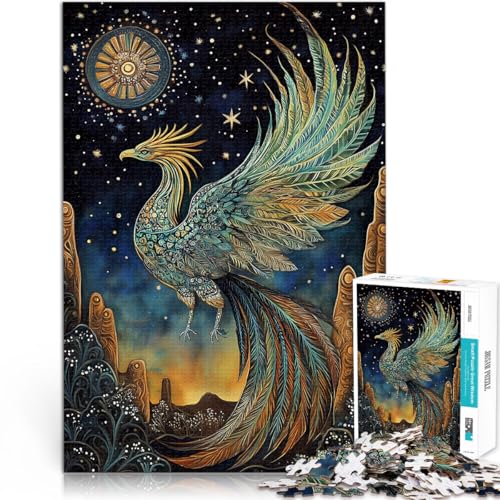 Puzzle für Erwachsene 1000 Teile Uralter bunter Phönix Aus Karton Geeignet für Kinder ab 14 Jahren Für Familienspaß Geburtstagsgeschenk, Geschenke, Wandkunst。Größe：26x38cm/10.2x14.9Zoll von ZONGJX