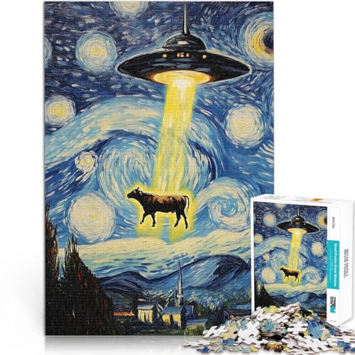 Puzzle für Erwachsene 2000 Teile Kuh von UFO entführt Aus Karton für Kinder ab 14 Jahren Wanddekoration Weihnachtsgeburtstagsgeschenk。Größe：70x100cm/27.5x39.3Zoll von ZONGJX