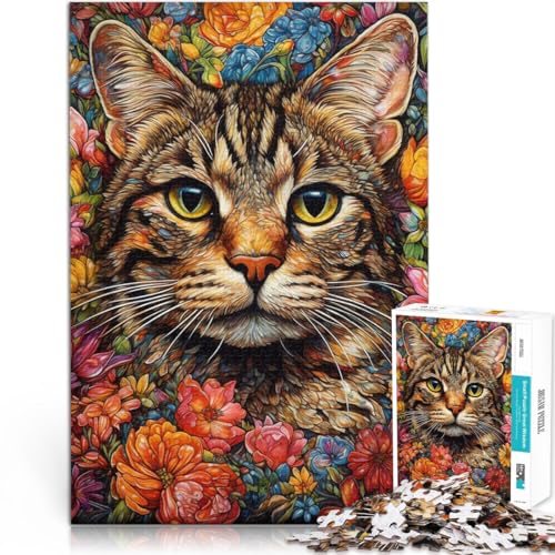 Schweres Puzzle für Erwachsene, 1000 Teile Blumenkatze Aus Karton ab 14 Jahren für die Heimdekoration Geschenkideen。Größe:26x38cm/10.2x14.9Zoll Schweres Puzzle für Erwachsene, 1000 Teile Blumenkatze Aus Karton ab 14 Jahren für die Heimdekoration Geschenkideen。Größe:26x38cm/10.2x14.9Zoll von ZONGJX