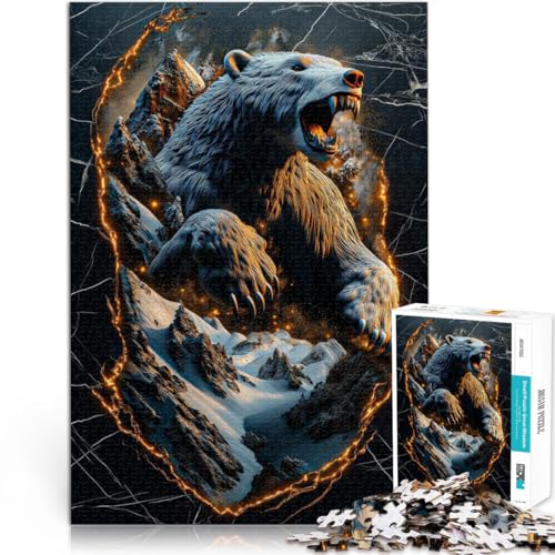 für Erwachsene 1000-Teile-Puzzle Bärenberg Aus Holz Geeignet für Kinder ab 14 Jahren mit vollständig miteinander verbundenen Stücken beliebiger Form Geschenkspielzeug。Größe：50x75cm/19.6x29.5Zoll von ZONGJX