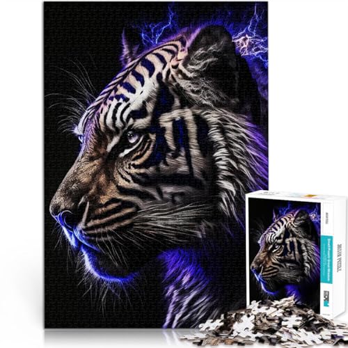 für Erwachsene 1000 Teile Puzzle Porträt Weißer Tiger Aus Karton für Kinder ab 14 Jahren Eltern-Kind-Interaktion Interessante Geschenke zur Stressreduzierung。Größe：38x52cm/14.9x20.4Zoll von ZONGJX