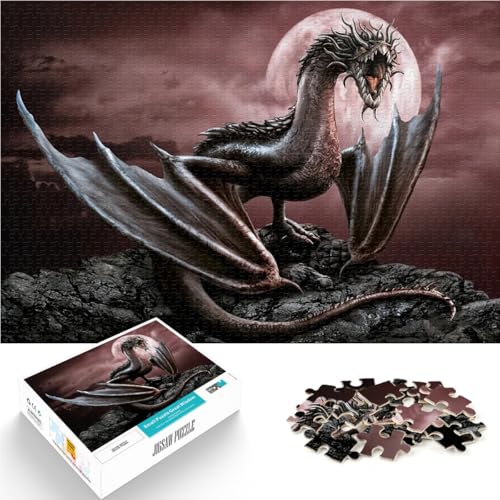 für Erwachsene 1000 Teile Puzzle Schwarzer Drache Aus Karton für Kinder ab 14 Jahren Pädagogisches Lernspielzeug Familienspiele Geburtstagsgeschenk。Größe：26x38cm/10.2x14.9Zoll von ZONGJX